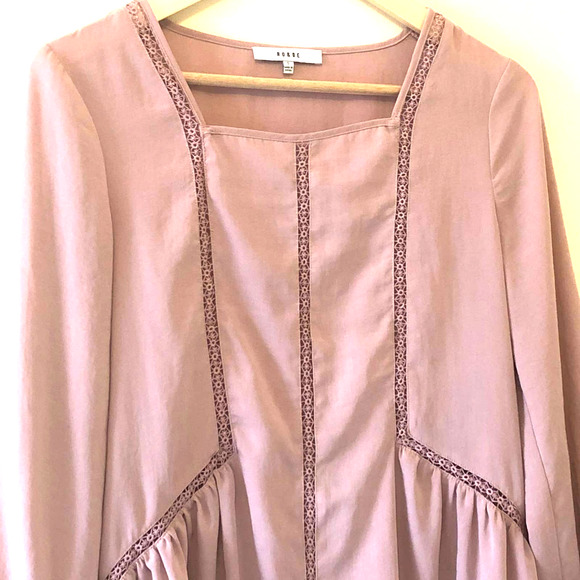 Boho Top Peplum Square Neck Mauve Size S - Picture 3 of 10